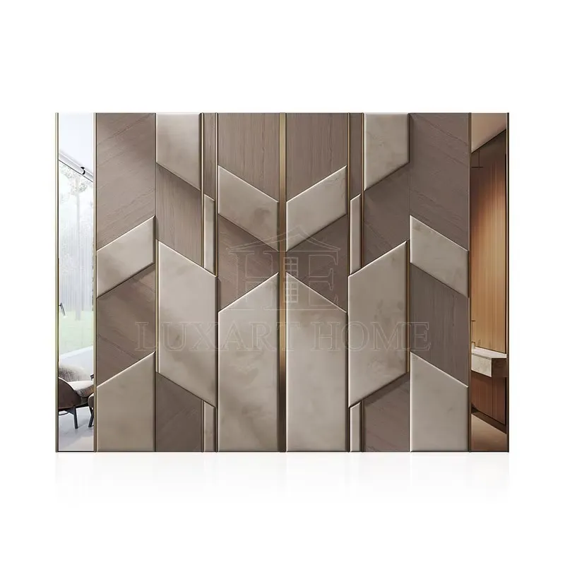 Pvc Panel Background - パーソナライズされたヴィラ寝室の背景インテリア壁装飾布張りファブリック壁パネルヘッドボードベッド