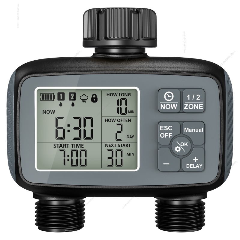 Timer Dual Outlet - デュアルアウトレットバルブ付きスマート灌水タイマー。屋外庭園での自動灌水を制御します。