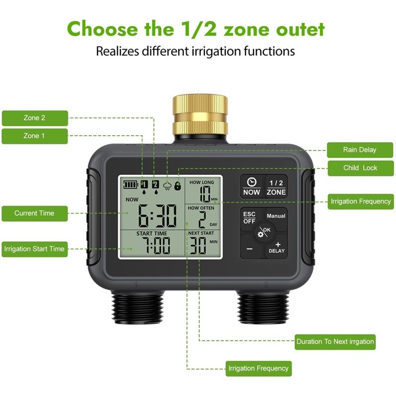 デュアルアウトレット式スマート灌漑システム。自動給水タイマー - Timer Dual Outlet のレビューと価格