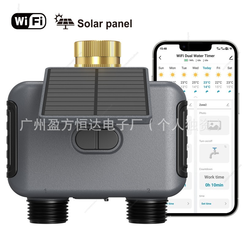 ソーラーWiFiスマート灌漑コントローラー、庭や芝生、花への - Timer Dual Outlet のレビューと価格