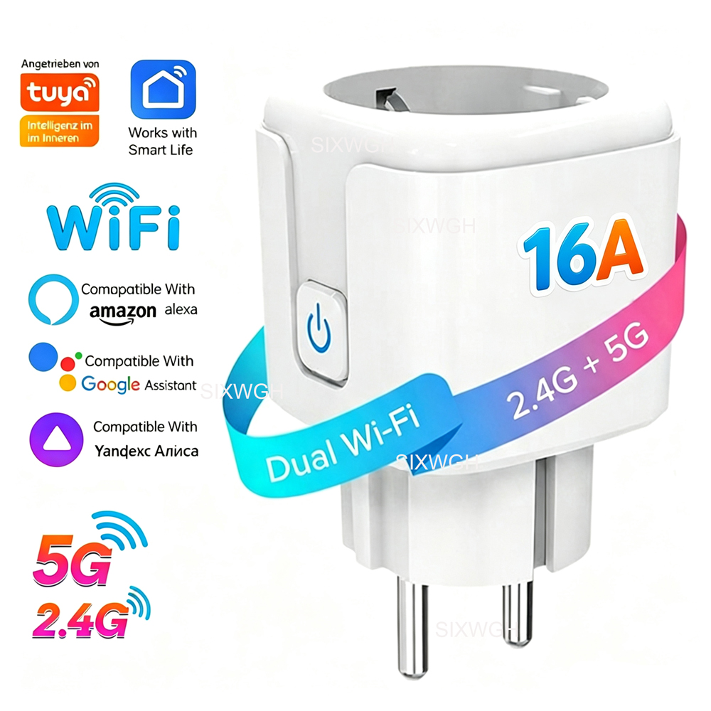 Tuya WiFi デュアルバンド 2.4G&5G 16A  - Timer Dual Outlet のレビューと価格