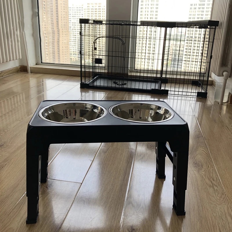 高さ調節可能な、二重のステンレス製食器付きの犬用給餌台。小型 - Royal Canin Food Medium のレビューと価格