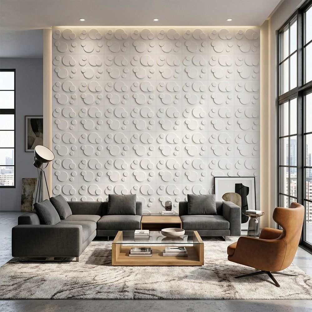 ホワイト3Dウォールパネル 50*50cm エンボス加工 フ - Pvc Panel Background のレビューと価格
